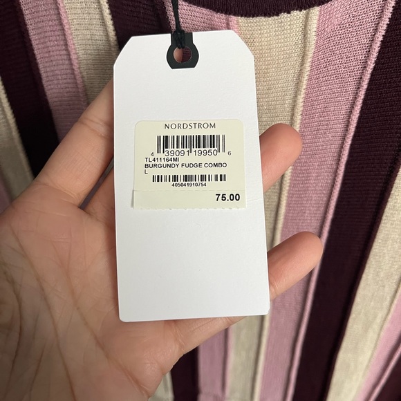 Leith dress from Nordstroms. Pink, burgundy, beige vertical striped midi dress - Picture 3 of 5